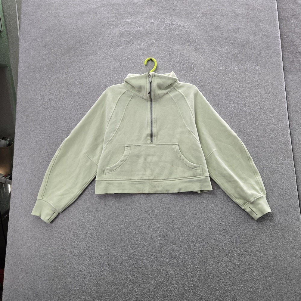 Lululemon Women Hoodie M Green Scuba Embroidered Fleece Logo READ